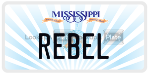 REBEL  license plate in MS