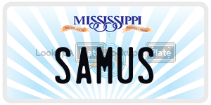 SAMUS  license plate in MS