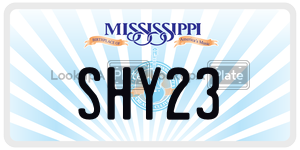 SHY23 license plate in Mississippi