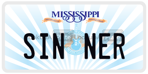 SINNER  license plate in MS