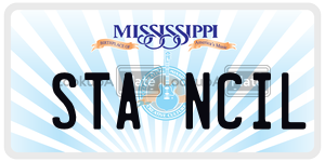 STANCIL license plate in Mississippi