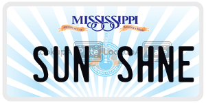 SUNSHNE  license plate in MS