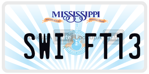 SWIFT13  license plate in MS