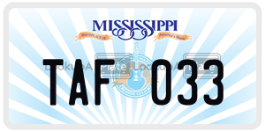 TAF033 license plate in Mississippi