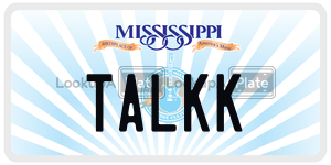 TALKK license plate in Mississippi