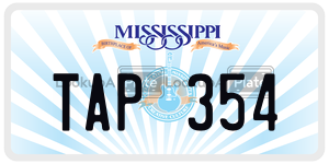 TAP354 license plate in Mississippi