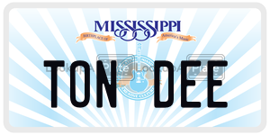 TONDEE  license plate in MS