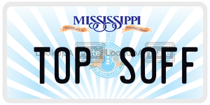 TOPSOFF license plate in Mississippi