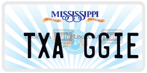 TXAGGIE  license plate in MS