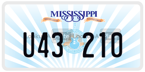 U43210 license plate in Mississippi