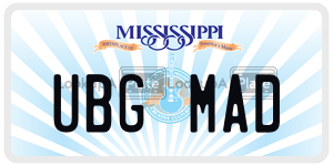 UBGMAD  license plate in MS