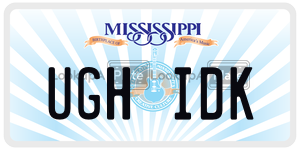 UGHIDK license plate in Mississippi