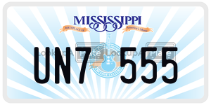 UN7555  license plate in MS