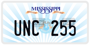 UNC255  license plate in MS