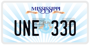 UNE330  license plate in MS