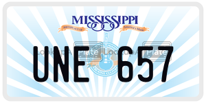 UNE657  license plate in MS