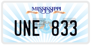 UNE833  license plate in MS