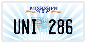 UNI286 license plate in Mississippi