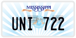 UNI722  license plate in MS