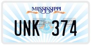 UNK374  license plate in MS