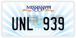 UNL939  license plate in MS