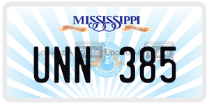 UNN385  license plate in MS