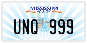 UNQ999  license plate in MS