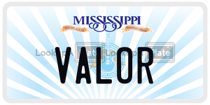 VALOR  license plate in MS
