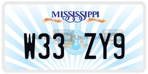 W33ZY9  license plate in MS