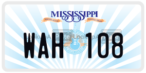 WAH108  license plate in MS