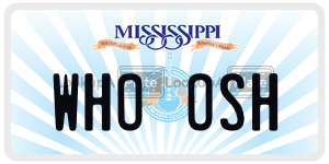 WHOOSH  license plate in MS