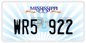 WR5922  license plate in MS