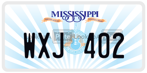 WXJ402  license plate in MS