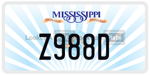 Z988D  license plate in MS