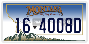 164008D  license plate in MT