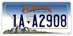 1AA2908  license plate in MT