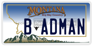 BADMAN  license plate in MT