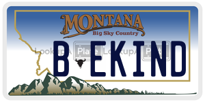BEKIND  license plate in MT