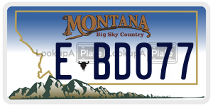 EBD077  license plate in MT