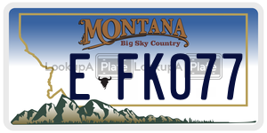 EFK077  license plate in MT