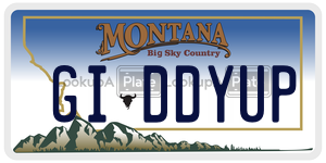 GIDDYUP  license plate in MT