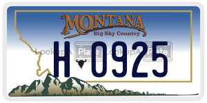 H0925  license plate in MT