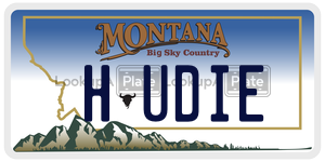 HUDIE  license plate in MT