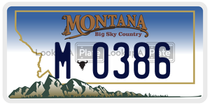 M0386  license plate in MT