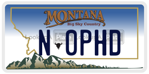 N0PHD  license plate in MT