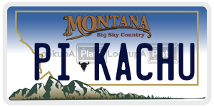 PIKACHU  license plate in MT
