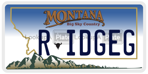 RIDGEG license plate in Montana