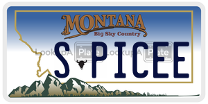 SPICEE  license plate in MT