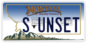 SUNSET  license plate in MT