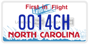 0014CH  license plate in NC